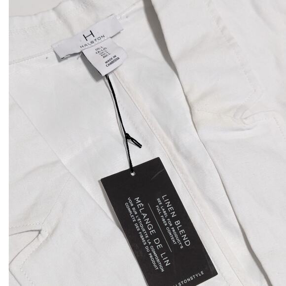H by Halston White Linen Blazer Suit Jacket Womens Large NEW Workwear Business - Picture 5 of 6